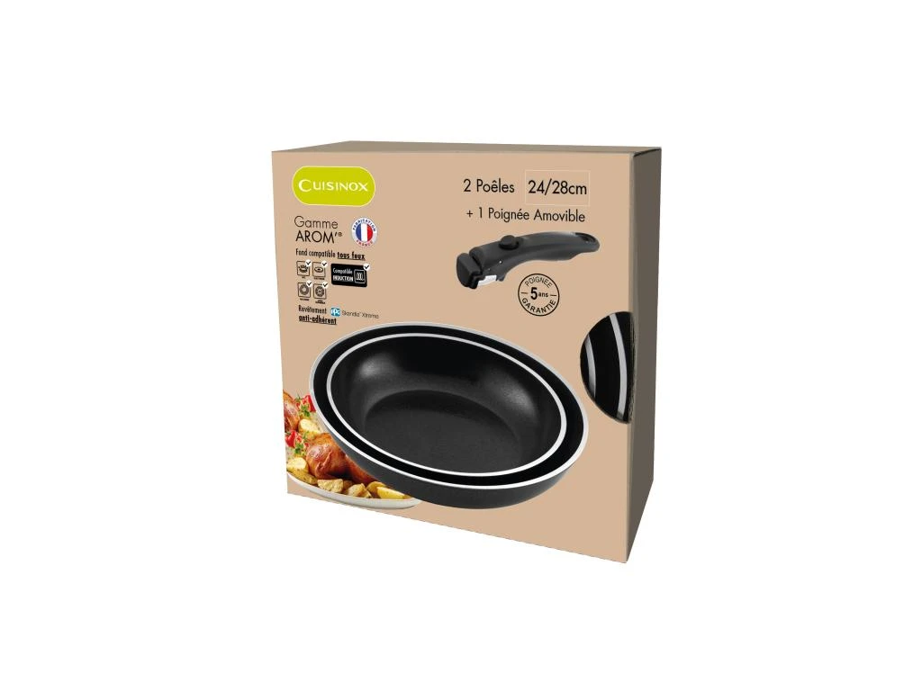 Arom - Série 2 Poêles 24 Et 28 Cm Avec Poignée Amovible 5 Arom - Série 2 Poêles 24 Et 28 Cm Avec Poignée Amovible – Image 5