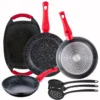 Pack 3 Poêles à Frire énergétiques ø20/24/28 Cm + Plancha Grill 37x25 Cm + Set De 3 Ustensiles De Cuisine En Nylon