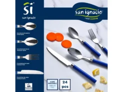 Pack De 3 Poêles ø16cm ø20cm ø24cm + Set De 24 Couverts En Acier Inoxydable Avec Manches Bleus -Herman Miller Magasin materiel et ustensile de cuisson 15806257