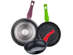 Ensemble De 3 Poêles à Frire 18/22/26 Cm Couverts Collection Jolie