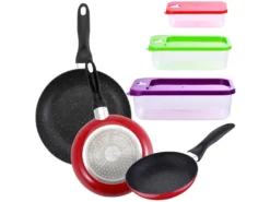 Pack De 3 Poêles ø16cm ø20cm ø24cm + 3pc Set D'hermétique