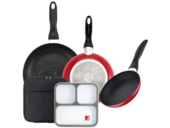 Lot De 3 Poêles ø16cm ø20cm ø24cm + Set Hermétique Ultrafin Avec Sac Isotherme