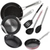 4 Poêle En Aluminium Forgé + Set D'ustensiles De Cuisine De Base