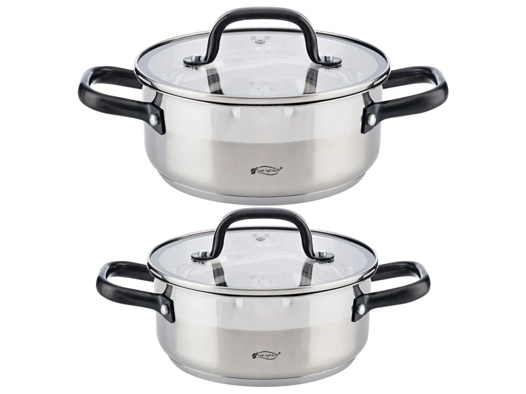 2x Casserole 20 à 24 Cm Avec Couverts En Acier Inoxydable Adapté à L'induction 1 2x Casserole 20 à 24 Cm Avec Couverts En Acier Inoxydable Adapté à L'induction