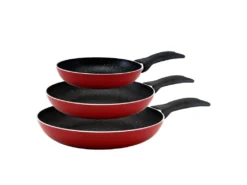 Couverts Red&marble - Grandes Sauteuses Aluminium Pressé Revêtement De Marbre