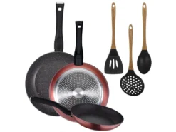 Pack De 3 Casseroles ø20 / 24 Et 28 Cms + 3pc Set D'ustensiles De Cuisine En Silicone