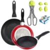 Pack De 3 Casseroles Couverts ø16cm ø20cm ø24cm + Ustensile Multi-utilisations Avec 4 Moules Interchangeables + 40 Plateaux De Conservation
