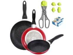 Pack De 3 Casseroles Couverts ø16cm ø20cm ø24cm + Ustensile Multi-utilisations Avec 4 Moules Interchangeables + 40 Plateaux De Conservation
