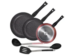 Pack De 3 Casseroles ø20 / 24 Et 28 Cms + 3pc Set D'ustensiles De Cuisine En Nylon