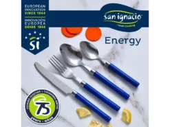 Pack De 3 Casseroles ø20 / 24 Et 28 Cms + 24pc Set De Couvertsen Acier Inoxydable Avec Des Manches Bleues -Herman Miller Magasin materiel et ustensile de cuisson 19088277