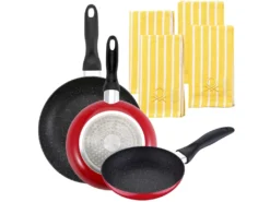 Pack De 3 Casseroles Couverts ø16cm ø20cm ø24cm + Set De 4 Chiffons De Cuisson Jaunes