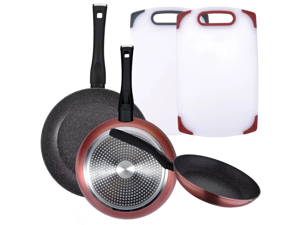 Pack De 3 Casseroles ø20 / 24 Et 28 Cm + Set De 2 Planches à Découper 1 Pack De 3 Casseroles ø20 / 24 Et 28 Cm + Set De 2 Planches à Découper