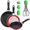 Pack De 3 Casseroles Couverts ø16cm ø20cm ø24cm + Ustensile Multi-utilisateurs Avec 4 Moules Interchangeables