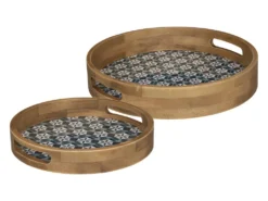 Set De 2 Plateaux En Bois Et Verre