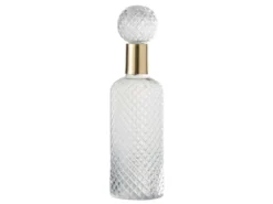 Bouteille Design En Verre "Relief" 37cm Transparent & Or