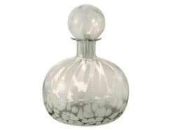 Bouteille En Verre Design "Tâche" 28cm Gris & Blanc