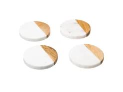 Lot De 4 Dessous De Verre "Geom" 10cm Blanc