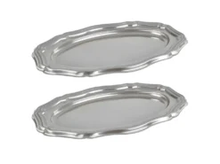 Lot De 2 Plateaux Déco "Louis XV" 58cm Argent