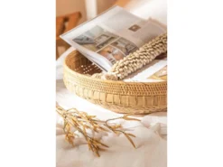 Set De 2 Plat Rond Rotin Naturel - L 52 X L 52 X H 14,5 Cm