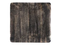 Plat Carré Décoratif Bois Noir Et Or