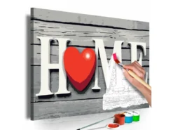 Tableau De Coloriage Maison Avec Coeur Rouge