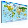 Tableau Carte Pour Enfants Voyages Colorés - 120 X 80 Cm