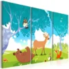 Tableau Pour Enfants Friendly Animals (3 Parts) 120x80 Cm