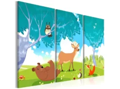 Tableau Pour Enfants Friendly Animals (3 Parts) 120x80 Cm