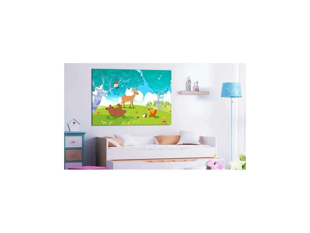 Tableau Pour Enfants Friendly Animals (1 Part) Wide 120x80 Cm 2 Tableau Pour Enfants Friendly Animals (1 Part) Wide 120x80 Cm – Image 2
