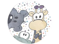 Tapis Rond Pour Chambre D'enfant Animaux Drôle 120x120cm