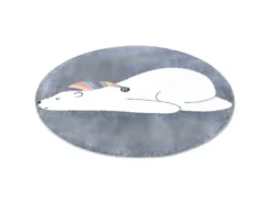 Tapis Rond Pour Chambre D'enfant Gris Motif Ours Blanc 160x160cm -Herman Miller Magasin tapis 12536983