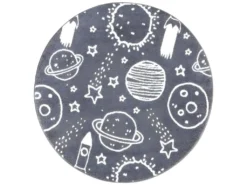 Tapis Rond Pour Chambre D'enfant Astronaute Gris Et Blanc 160x160cm