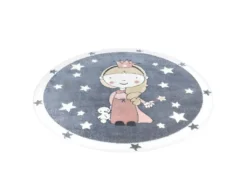 Tapis Rond Pour Chambre D'enfant Gris Et Bordures Blanches 160x160cm -Herman Miller Magasin tapis 12537053