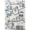 Tapis De Jeu Pour Chambre D'enfant Blanc Motif Route De L'école 140x200cm
