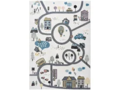 Tapis De Jeu Pour Chambre D'enfant Blanc Motif Route De L'école 140x200cm