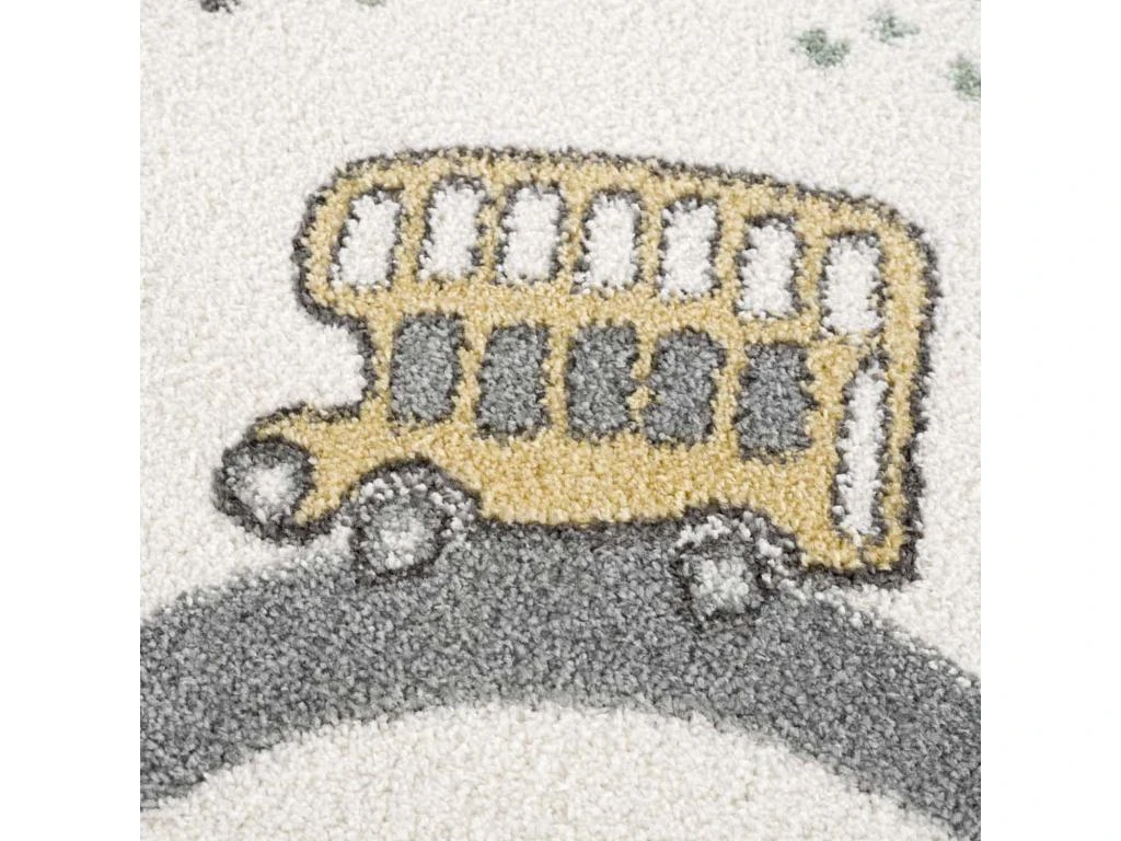 Tapis De Jeu Pour Chambre D'enfant Blanc Motif Route De L'école 140x200cm 4 Tapis De Jeu Pour Chambre D'enfant Blanc Motif Route De L'école 140x200cm – Image 4