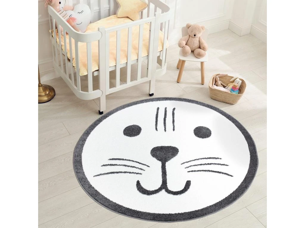 Tapis Rond Pour Chambre D'enfant Tête D'Ours 120x120cm 2 Tapis Rond Pour Chambre D'enfant Tête D'Ours 120x120cm – Image 2
