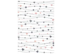 Tapis Pour Chambre D'enfant Blanc Guirlandes Rose Et Gris 80x150cm