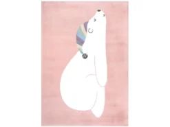 Tapis Pour Chambre D'enfant Rose Motif Ours Blanc 160x230cm