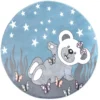 Tapis Rond Pour Chambre D'enfant Ourson Bleu Et Blanc 160x160cm