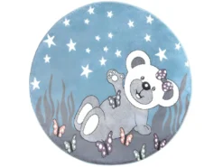 Tapis Rond Pour Chambre D'enfant Ourson Bleu Et Blanc 160x160cm
