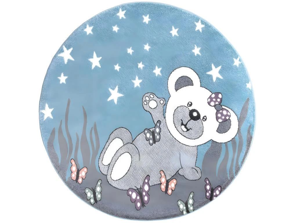 Tapis Rond Pour Chambre D'enfant Ourson Bleu Et Blanc 160x160cm 1 Tapis Rond Pour Chambre D'enfant Ourson Bleu Et Blanc 160x160cm