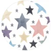 Tapis Rond Pour Chambre D'enfant Blanc Etoiles Multicolores 120x120cm