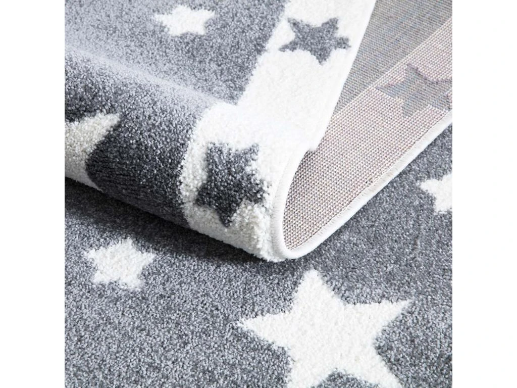 Tapis Pour Chambre D'enfant Gris Et Bordures Blanches 160x230cm 3 Tapis Pour Chambre D'enfant Gris Et Bordures Blanches 160x230cm – Image 3