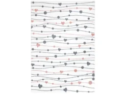Tapis Pour Chambre D'enfant Blanc Guirlandes Rose Et Gris 140x200cm