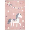 Tapis Pour Chambre D'enfant Cheval Rose Et Blanc 80x150cm