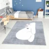 Tapis Pour Chambre D'enfant Gris Motif Ours Blanc 190x280cm