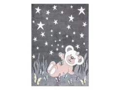 Tapis Pour Chambre D'enfant Ourson Gris Et Blanc 190x280cm