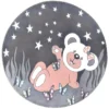 Tapis Rond Pour Chambre D'enfant Ourson Gris Et Blanc 160x160cm