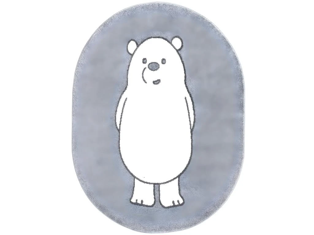 Tapis Ovale Pour Chambre D'enfant Gris Motif Ours Blanc 100x130cm 1 Tapis Ovale Pour Chambre D'enfant Gris Motif Ours Blanc 100x130cm